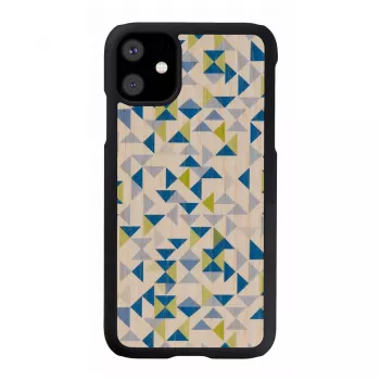 Etui na telefon man and wood do iPhone 11 — niebieski trójkąt na czarnym tle, ochronna twarda skorupa