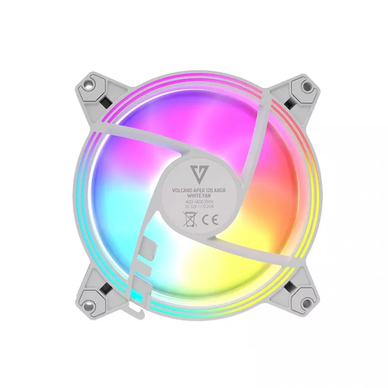 Wentylator obudowy 120 mm MODECOM VOLCANO APEX 120 ARGB biały — wentylator chłodzący ARGB 120 mm