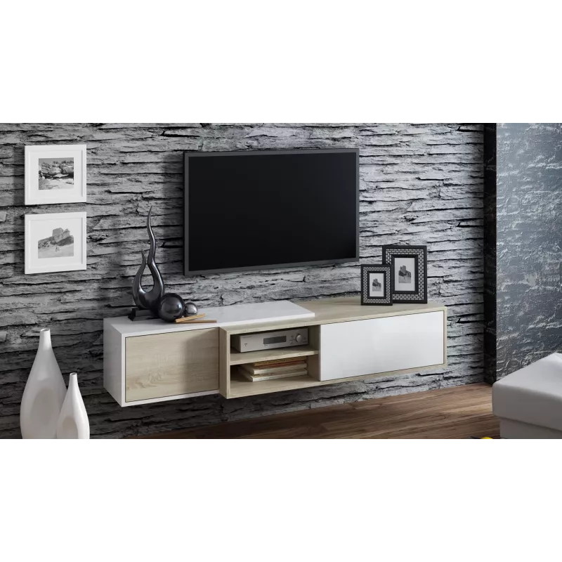 Cama szafka TV SIGMA1 180 dąb dąb sonoma/biały połysk