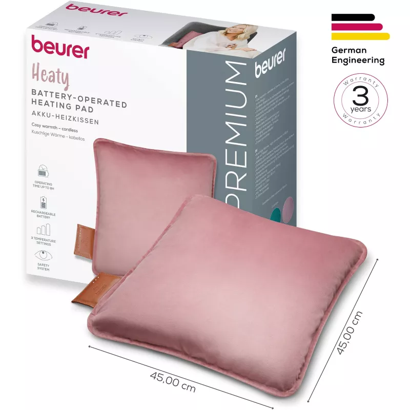 Beurer HK 77 Heaty różowo-lawendowa aksamitna poduszka elektryczna (20074)