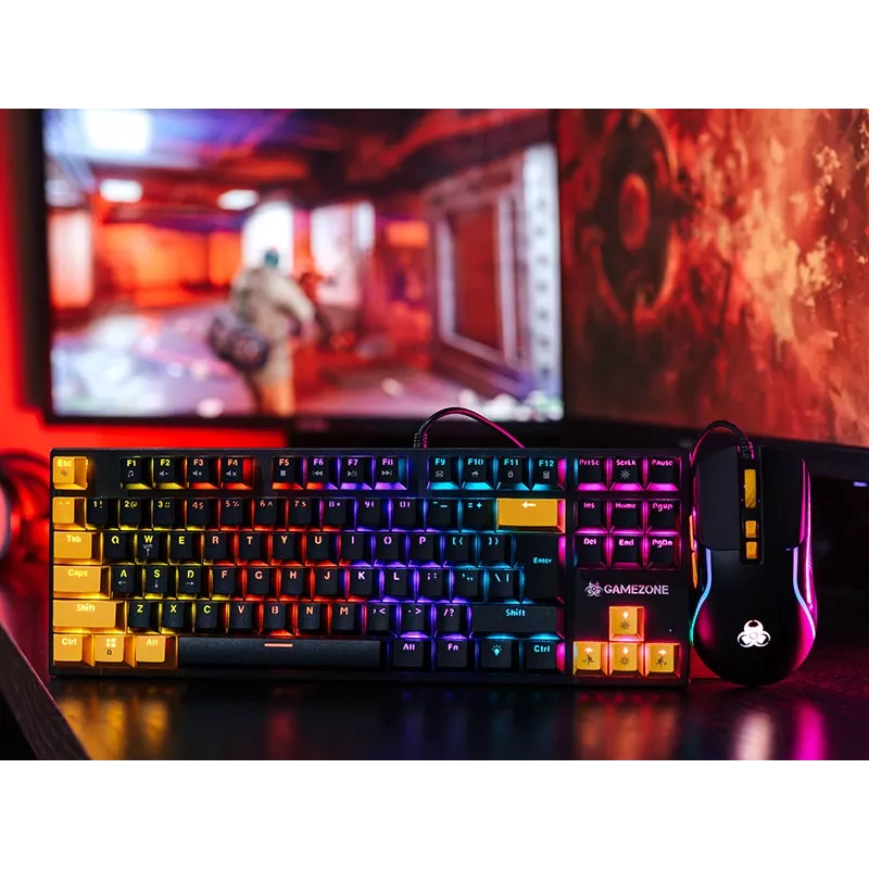 Zestaw Tracer HORNET 87 klawiatura i mysz Gaming USB QWERTY Czarny, Żółty