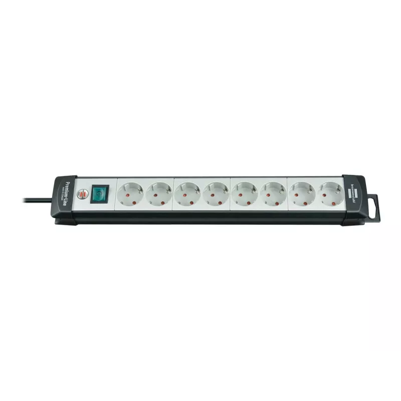 Brennenstuhl Premium-Line 8-fach schwarz/lichtgrau Premium-Line Steckdosenleiste 8-fach schwarz/lichtgrau, 5 m Kabel H05VV-F 3G1,5, Mit Schalter, Stab