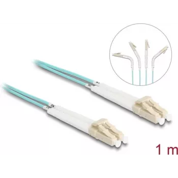 Delock - Kabel sieciowy - LC Multi-Mode (M) kątowy do LC Multi-Mode (M) kątowy - 1,0 m - światłowód - Duplex - 50/125 mikrometrów - OM3 - bezhalogenowy - akwamaryna (88079)
