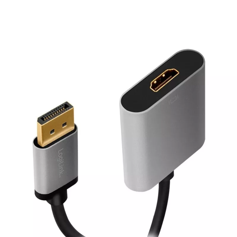 Adapter kabla wideo LogiLink CDA0108 0,15 m DisplayPort HDMI czarny szary
