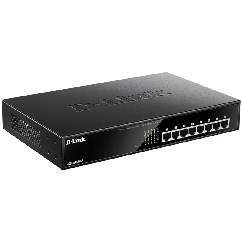 Niezarządzalny przełącznik D-Link DGS-1008MP 8-portowy desktop Gigabit z maks. PoE