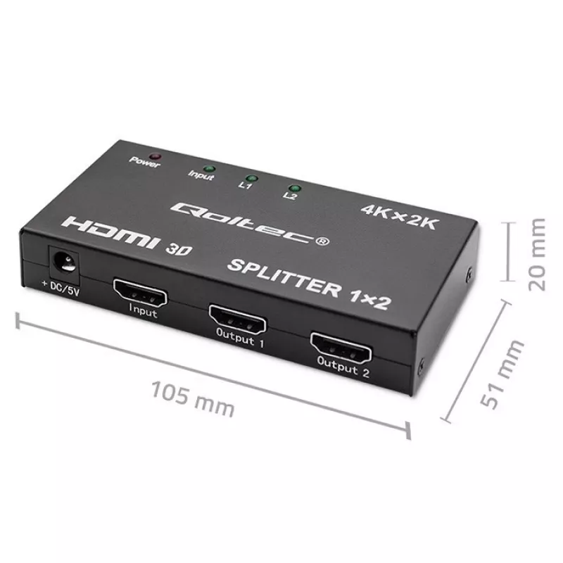 Aktywny rozdzielacz HDMI 2 x HDMI 4Kx2K, 3.4Gbps