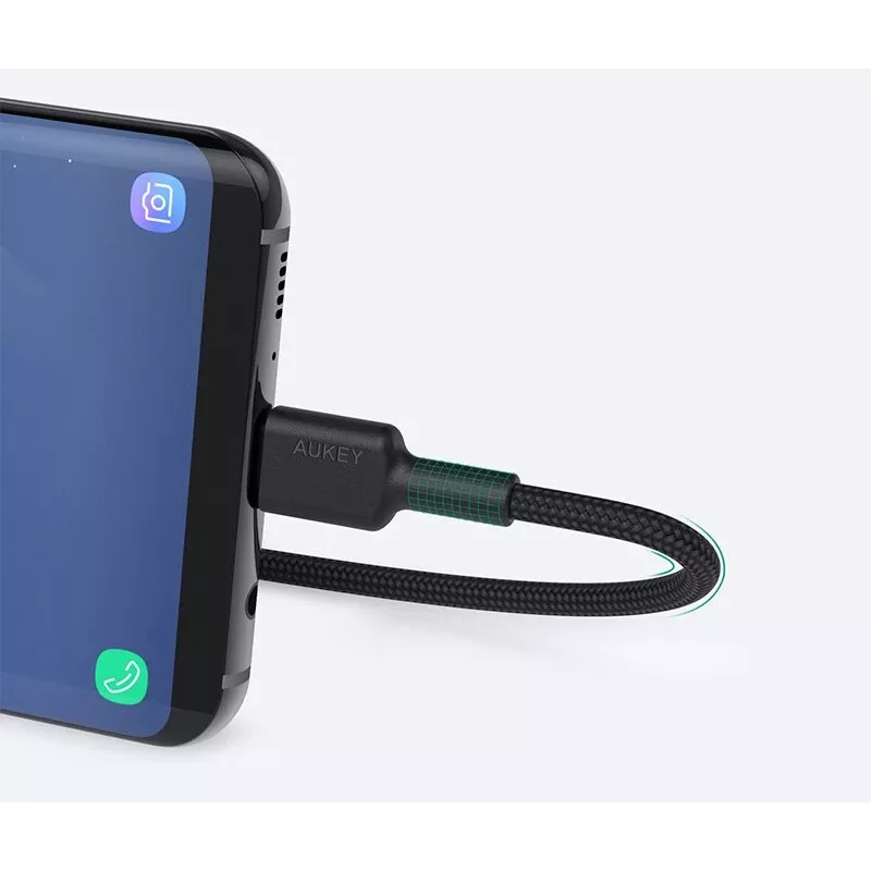 Kabel USB A na USB-C AUKEY CB-CD30 0,9 m — czarny, pleciony, USB PD 3.0, 0,48 Gbit/s