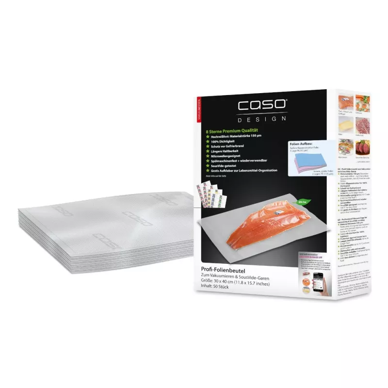 Caso | Worki foliowe | 01220 | 50 sztuk | Wymiary (szer. x dł.) 30 x 40 cm | Żebrowane