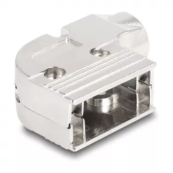 DELOCK D-Sub housing 9‑pin kątowy 90° kabel boot, srebrny plastic, 33×47×16 mm