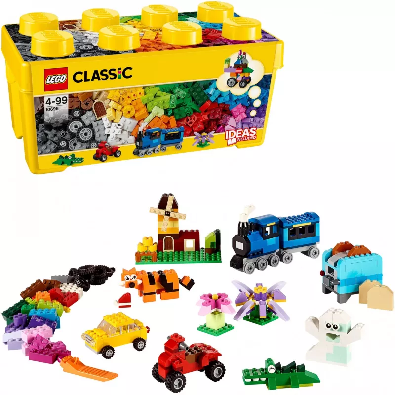 LEGO 10696 Classic Medium Creative Brick Box – Łatwe przechowywanie zabawek, kolorowe klocki, zestaw konstrukcyjny dla dzieci, chłopców i dziewczynek w wieku 4+ lat