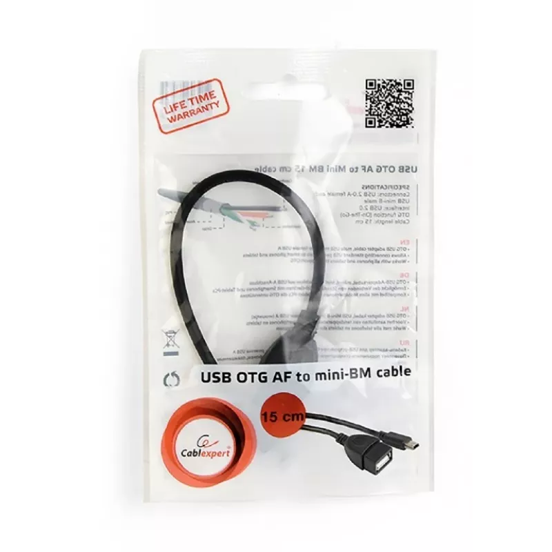Kabel USB OTG Mini BM -> USB AF 15cm