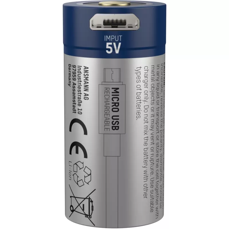 Akumulator Li-ion Ansmann 16340 850 mAh 3,6 V z wejściem Micro USB 1300-0015