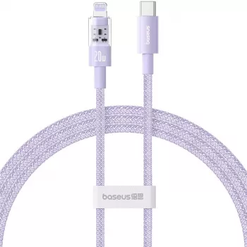 Kabel szybkiego ładowania USB-C na Lightning Baseus Gem 1 m 20 W fioletowy, oplocie nylonowe, 7-pinowe złącze Lightning
