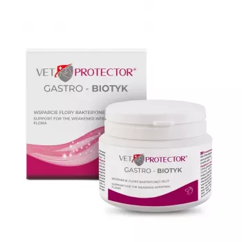 Suplement diety JM Sante Multibiotic Vet Protector Gastro dla psów i kotów, 60 g — wsparcie probiotyczne dla dorosłych zwierząt