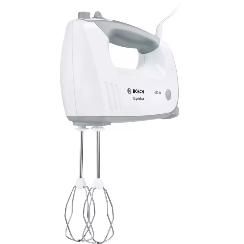 Ręczny mikser Bosch MFQ36400 — 450 W, 5 prędkości, turbo, przewód 1,3 m, szaro-biały