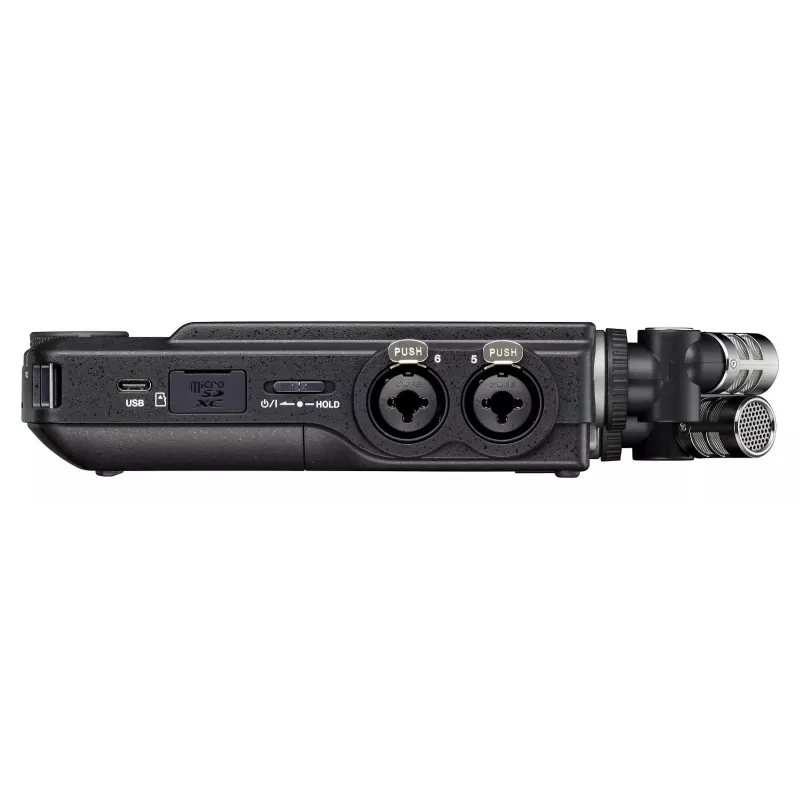 Przenośny wielościeżkowy rejestrator audio Tascam Portacapture X8 — 6 kanałów, 24/32-bit, do 96 kHz, 4 wejścia combo XLR/TRS, karta SD, USB-C, zasilanie bateryjne lub sieciowe