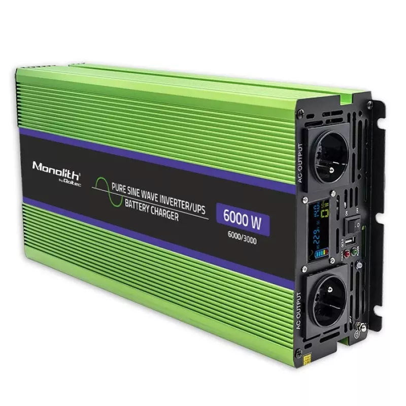 Przetwornica samochodowa Qoltec Monolith 6000 W Zielona 12 V