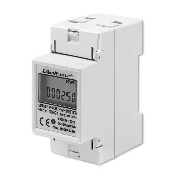 Jednofazowy licznik zużycia energii QOLTEC 50899 230 V 50 Hz, 5(60)A, Klasa 1.0, Wyświetlacz