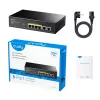 Przełącznik sieciowy Cudy FS1006P Fast Ethernet 6-portowy (4 PoE, 1 PoE+) 10/100 Mbps, przepustowość 1,2 Gbit/s, obudowa metalowa, montaż w szafie rack/na ścianie