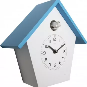 Zegar ścienny NeXtime Birdy 3108bl, 24,5x25,5x9,8 cm, niebiesko-biały