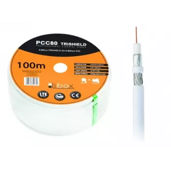 Kabel koncentryczny LIBOX PCC80 RG-6/U 100 m, płaszcz FEP, przewodnik miedziany 0,8 mm, ekran aluminiowy, biały