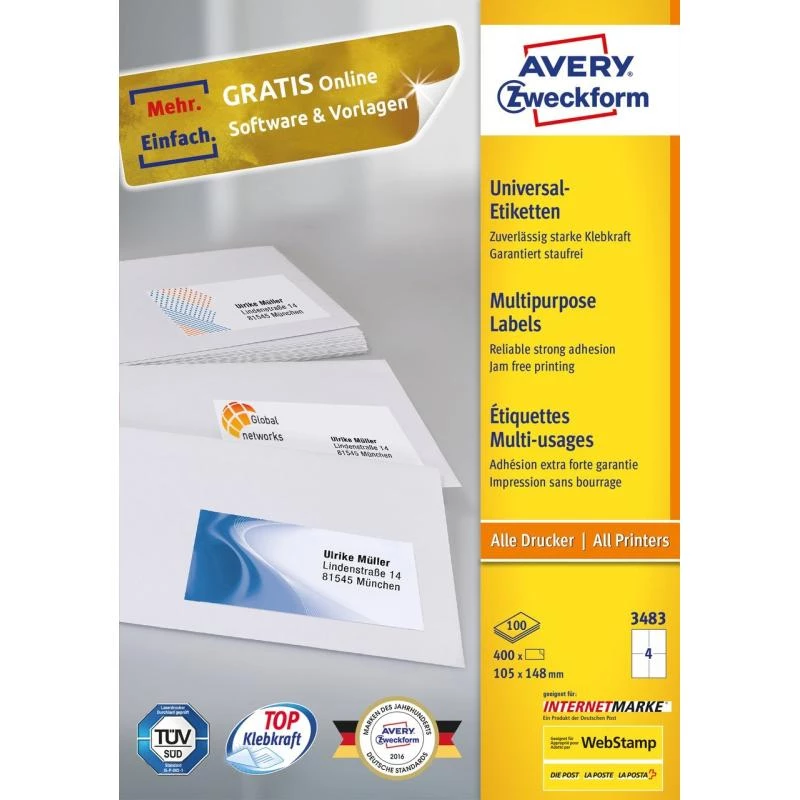 Etykieta samoprzylepna prostokątna Avery 3483