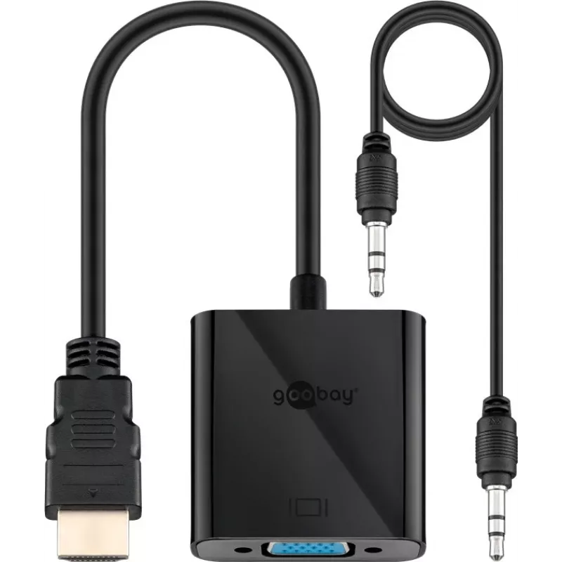 Wentronic Goobay HDMI / VGA Adapter [1x HDMI-Stecker - 1x VGA-Buchse, Klinkenbuchse 3.5 mm] Schwarz Goobay (68793)