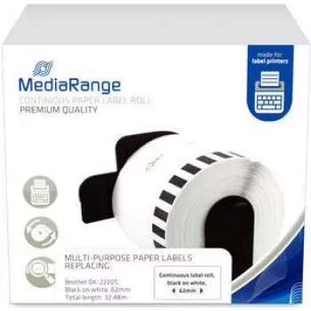 Etykieta na rolce z papieru ciągłego MediaRange DK-22205 62 mm 30,48 m czarny nadruk na białym tle