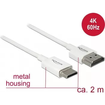 Kabel HDMI DeLOCK 85144 2 m HDMI Typ A Typ C Biały