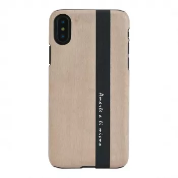 Etui na smartfona man and wood do iPhone X/XS — czarna skóra