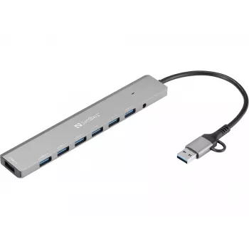 Koncentrator USB SANDBERG 136-66 — 7 portów USB 3.0, zasilanie zewnętrzne