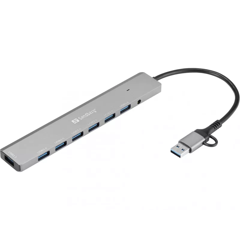 Koncentrator USB SANDBERG 136-66 — 7 portów USB 3.0, zasilanie zewnętrzne