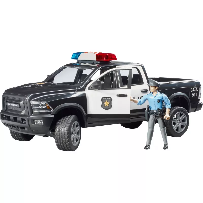 Zabawkowy radiowóz terenowy BRUDER RAM 2500 Police 02505 – model w skali, pojazd do zabawy