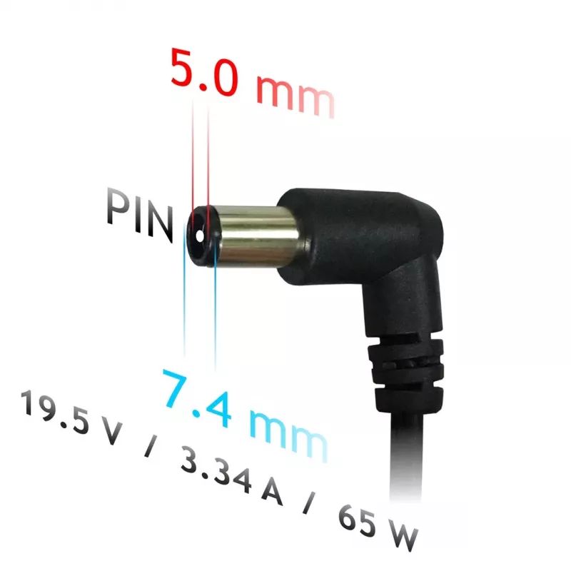 Zasilacz do laptopa Akyga AK-ND-05 65W 19.5V 3.34A do DELL, kabel 1,2 m, czarny