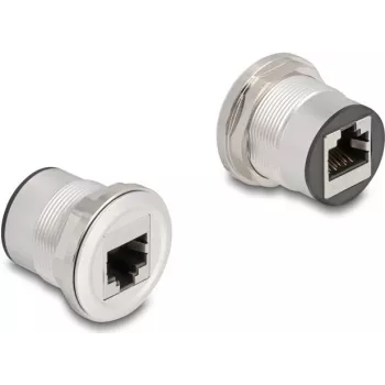 DeLOCK 88190 Gniazdo 2 x RJ-45 Czarny Srebrny