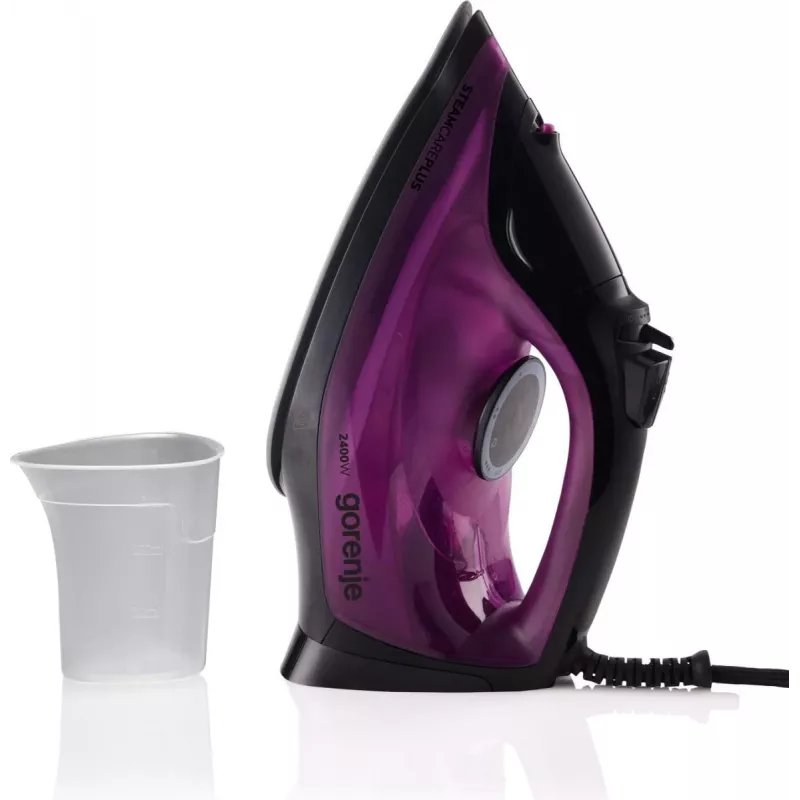 Żelazko parowe Gorenje SIK2400BKV, 2400W, pojemność zbiornika na wodę 450 ml, ciągła para 40 g/min, automatyczne wyłączanie, fioletowo-czarne