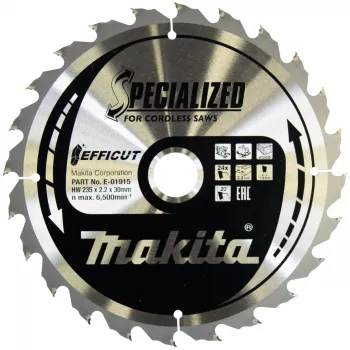 Makita Efficut - Brzeszczot do piły tarczowej - do drewna - 235 mm - 24 zęby - do Makita DHS900, DHS900Z, DHS900ZU (E-01915)