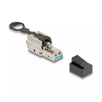 Wtyk DeLOCK RJ45 do montażu w terenie kat.6A bez użycia narzędzi, srebrny, męski