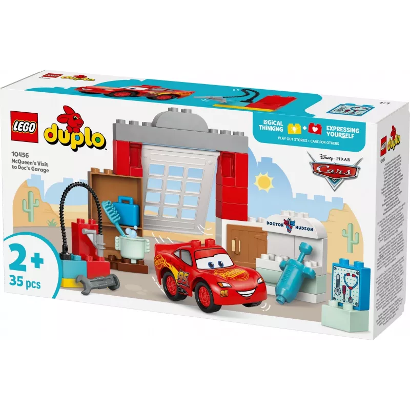 Zabawka konstrukcyjna LEGO DUPLO 10456 Disney McQueen's Visit to Doc's Workshop — 35 elementów, dla wieku 2+, duże klocki