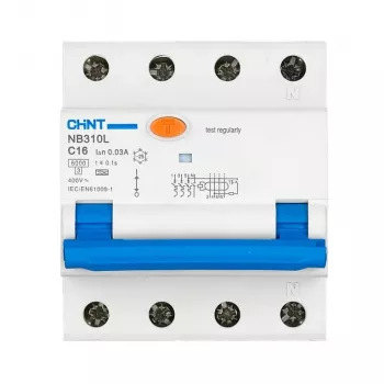 Chint | Wyłącznik nadprądowo-różnicowoprądowy RCBO, NB310L/3N, 3P+N, C20, 30mA, A, 6kA | NB310L3PN30MAA20C