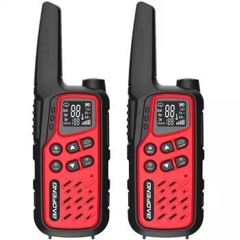 Przenośny krótkofalówka Baofeng BF-T25E — 16 kanałów, 0,5W, Li-Ion 1400mAh, zestaw 2 szt. (czerwony)