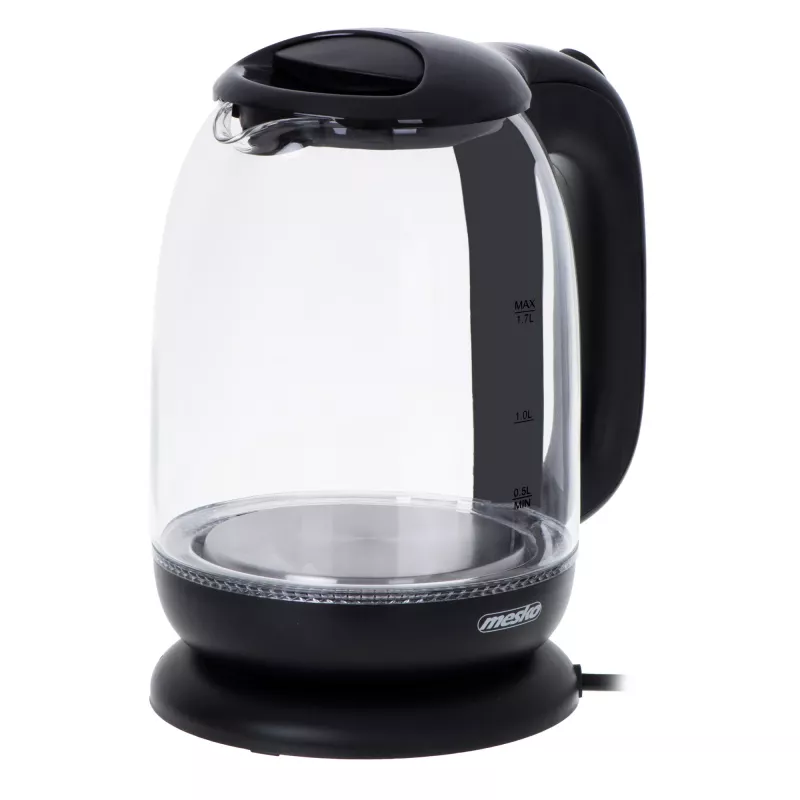 Czajnik Mesko MS 1302b | Elektryczny | 2200 W | 1,7 L | Szklany | Obrotowa podstawa 360° | Czarny