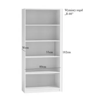 Regał biurowy top e shop R80 SONOMA, wykończenie dąb, 5 półek, 800×300×1820 mm
