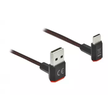 Kabel USB DeLOCK EASY-USB 2.0 Typ-A męski na Typ-C męski kątowy 0,2 m czarny