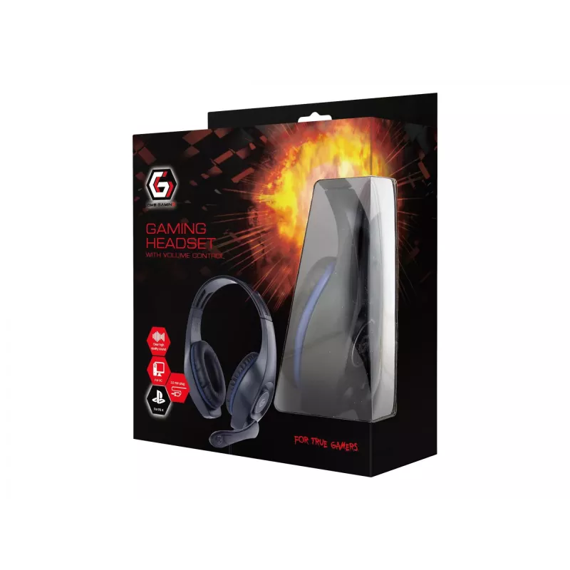 Przewodowy zestaw słuchawkowy gamingowy GEMBIRD GHS-05-B, wokółuszny, 20–20000 Hz, kabel 2 m, 250 g, czarno-niebieski