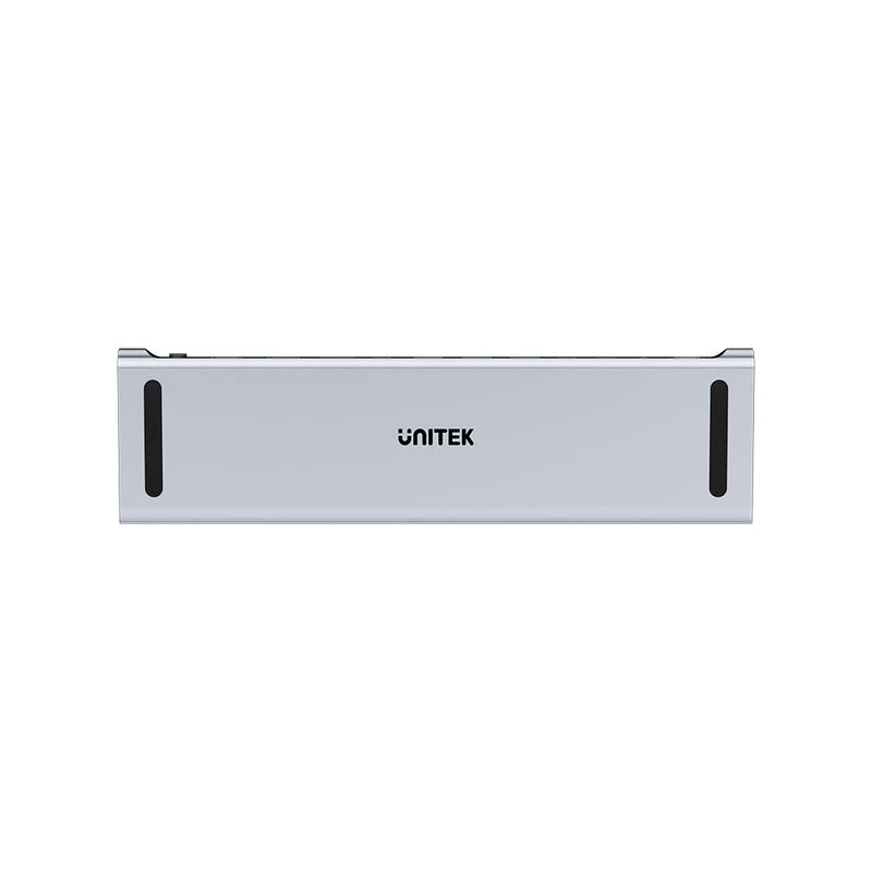 Przełącznik KVM Unitek D1106AGY01 USB-C stacja dokująca Triple 4K z KVM, 3x USB-A, 5x USB-C, HDMI×2, DP×1, RJ-45, czytnik SD, 3840×2160@60Hz, aluminium