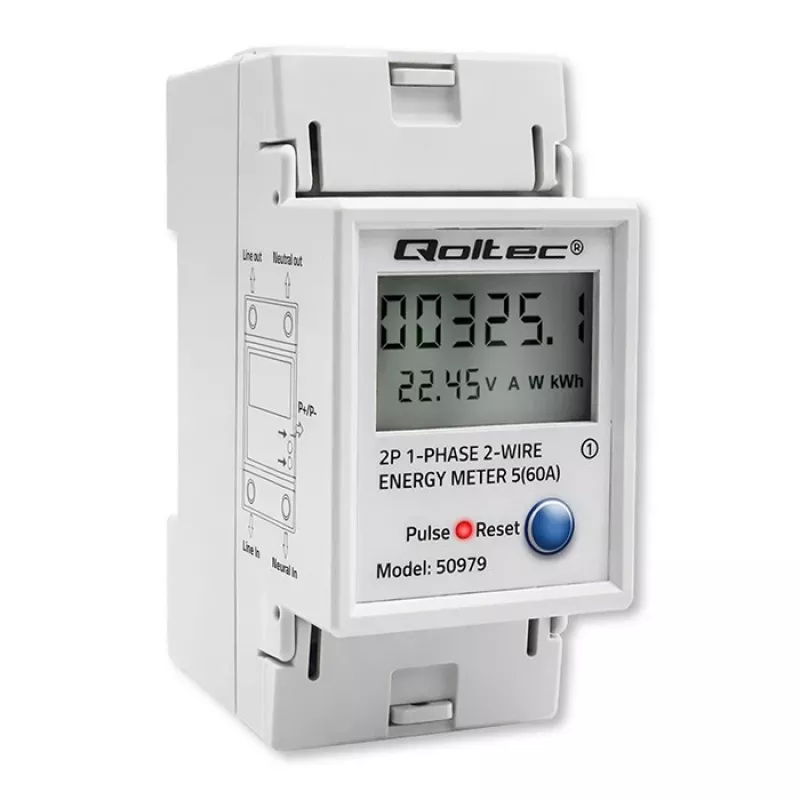 Licznik energii QOLTEC Jednofazowy na szynę DIN 230V (MPN 50979)