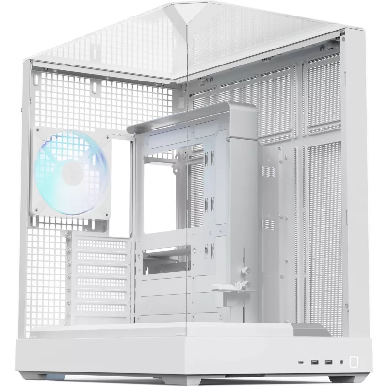 Obudowa APNX Tower V2 — biała, panele ze szkła hartowanego x3