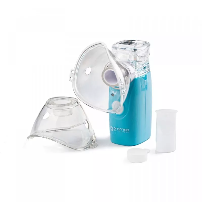 Inhalator parowy HI-TECH MEDICAL ORO-MESH zasilany bateriami niebieski biały
