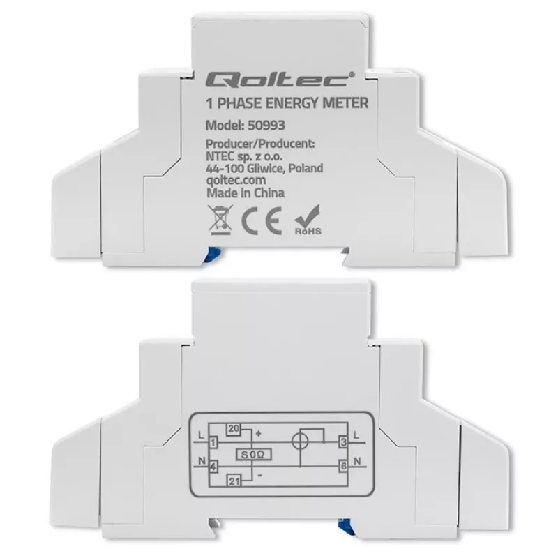 Jednofazowy licznik elektroniczny QOLTEC 50993 230V 30A